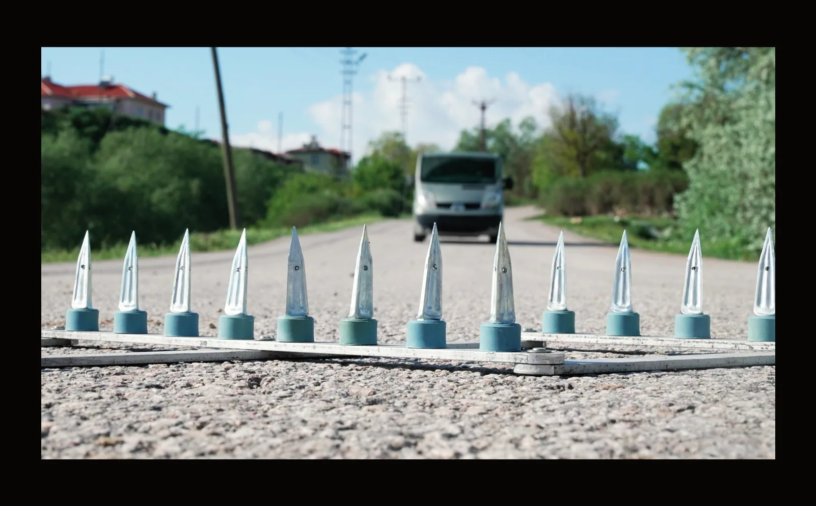 RTR-45 automatic road trap deployed across a road